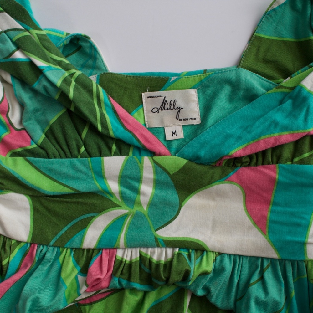 Milly Multi Color Print Pattern Stretch Knit Ring… - image 3